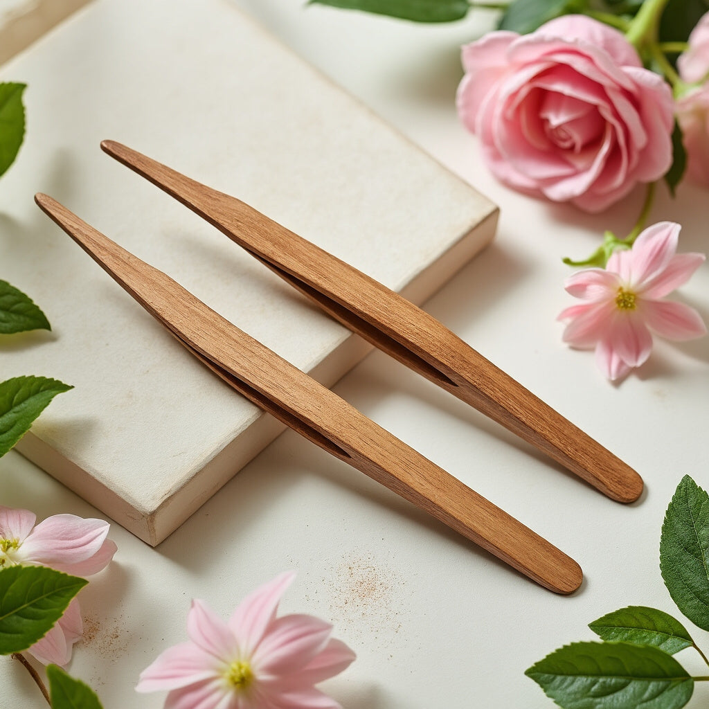Découvrez la Pince à Épiler Biseautée en Bois de Hêtre